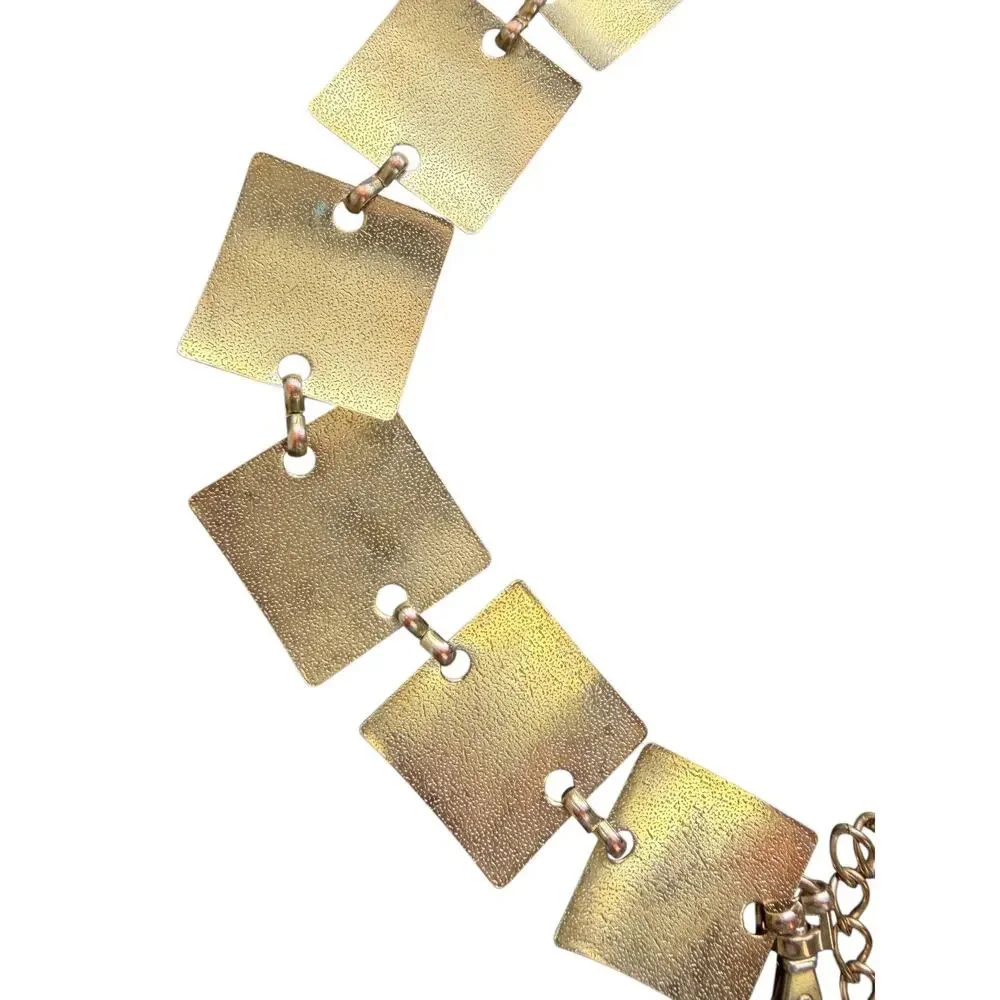 Gold Square Plate Chain Belt Y2K Festival Rave Metal Statement Adjustable OS